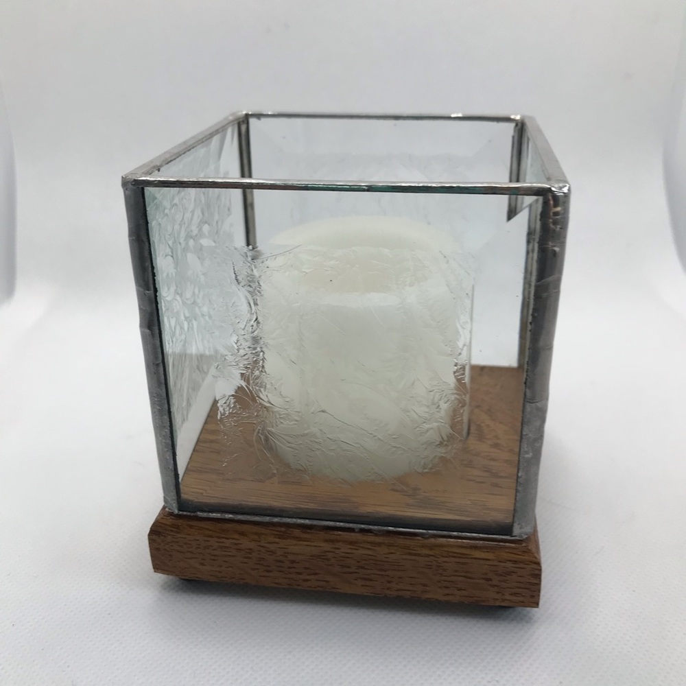 Bevelled Glass Candle Holder